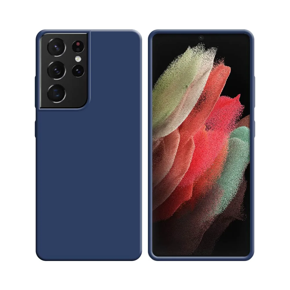 Coque Silicone Compatible pour Samsung Galaxy S21 Ultra 5G G998 Bleu Marine
