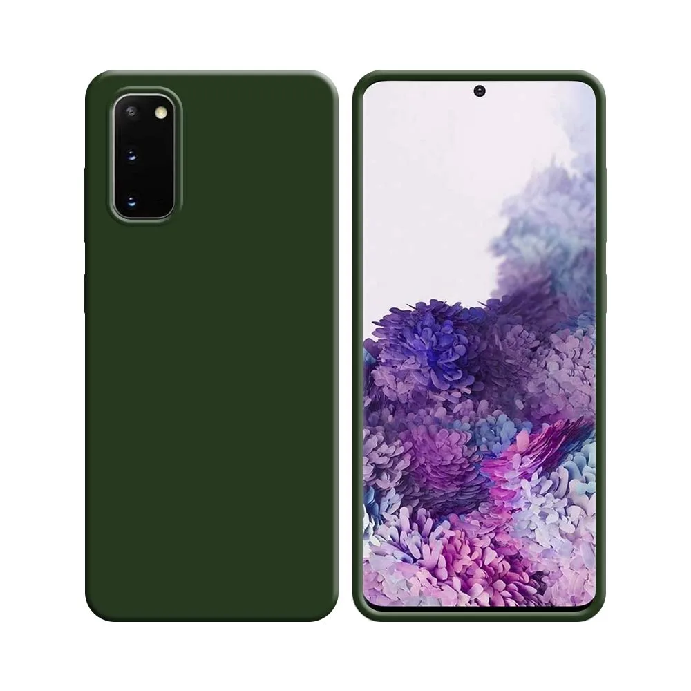 Coque Silicone Compatible pour Samsung Galaxy S20 G980 & S20 5G G981 Vert Foncé