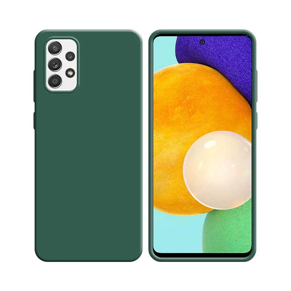 Coque Silicone Compatible pour Samsung Galaxy A52 5G A526, A52 4G A525 & A52s 5G A528 Vert Foncé