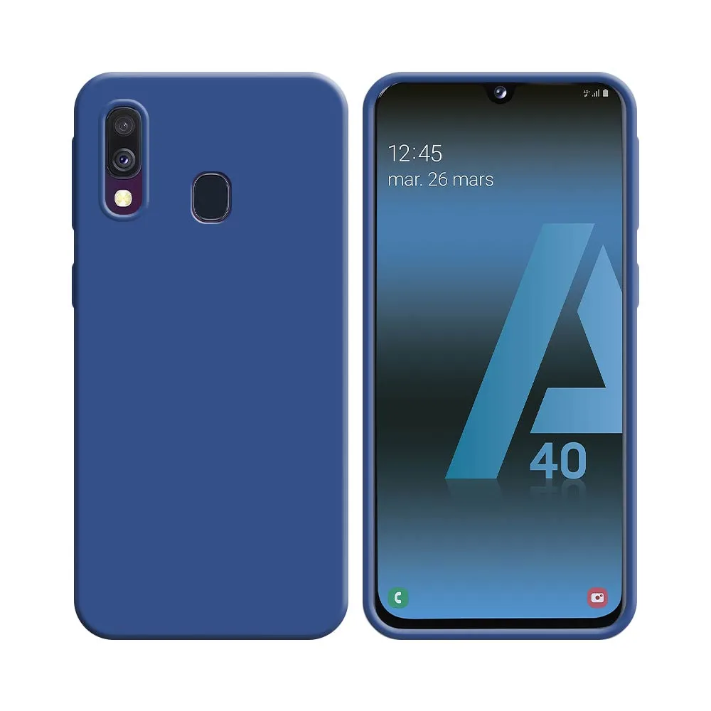 Coque Silicone Compatible pour Samsung Galaxy A40 A405 Bleu Marine