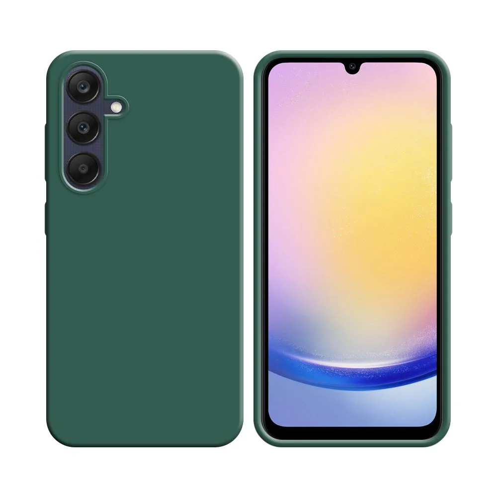 Coque Silicone Compatible pour Samsung Galaxy A25 5G A256 Vert Foncé
