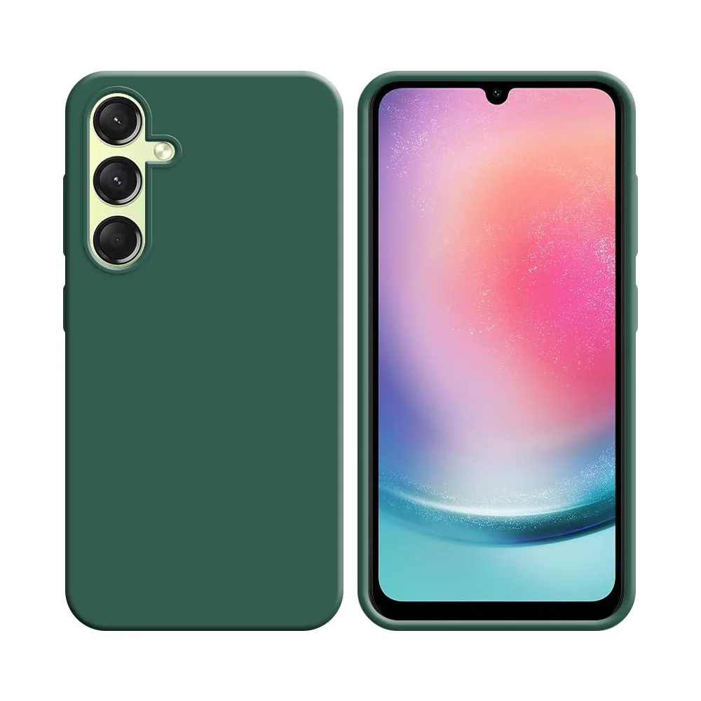 Coque Silicone Compatible pour Samsung Galaxy A24 4G A245 Vert Foncé