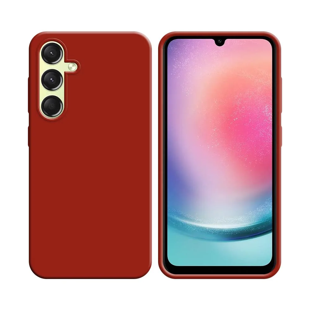 Coque Silicone Compatible pour Samsung Galaxy A24 4G A245 Rouge