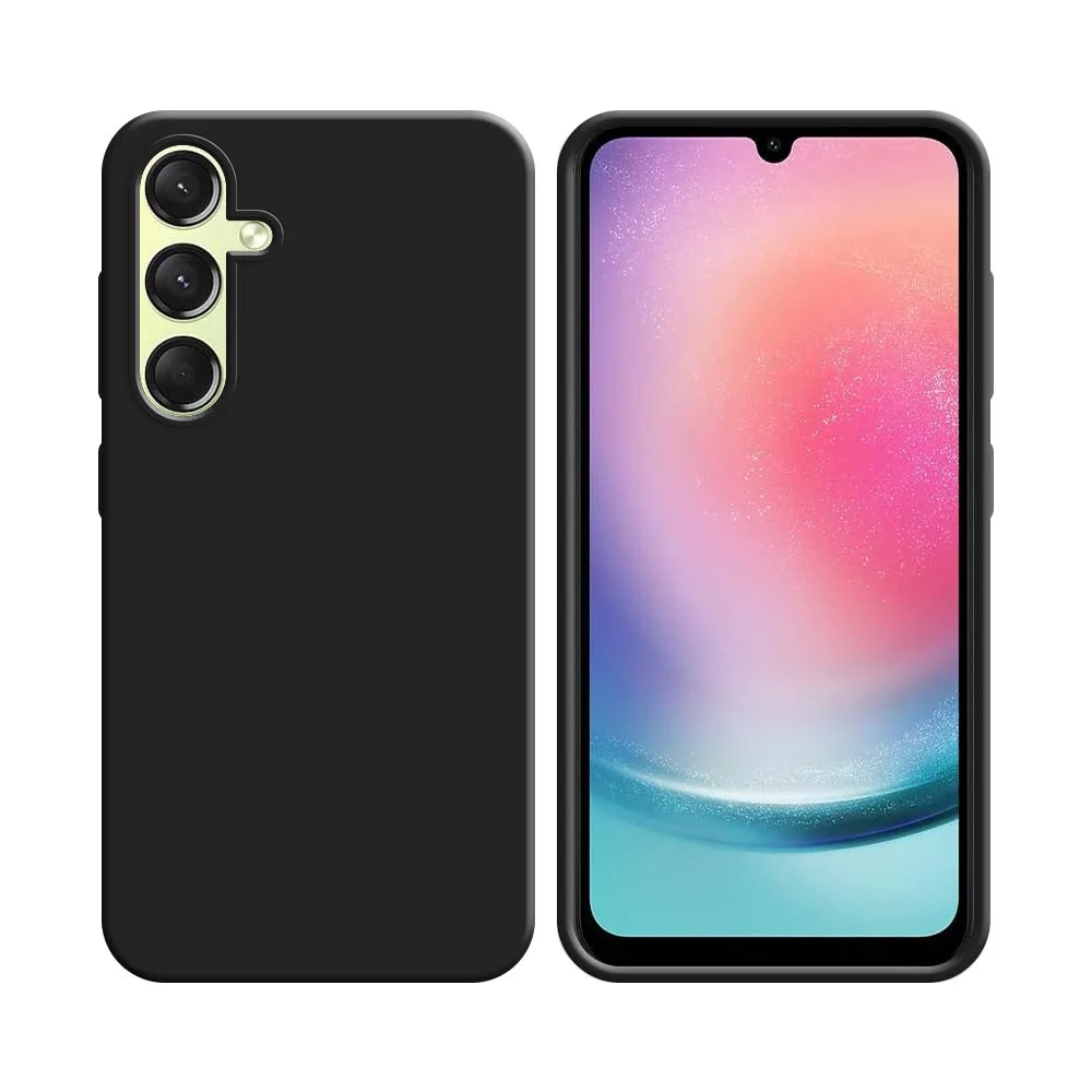 Coque Silicone Compatible pour Samsung Galaxy A24 4G A245 Noir