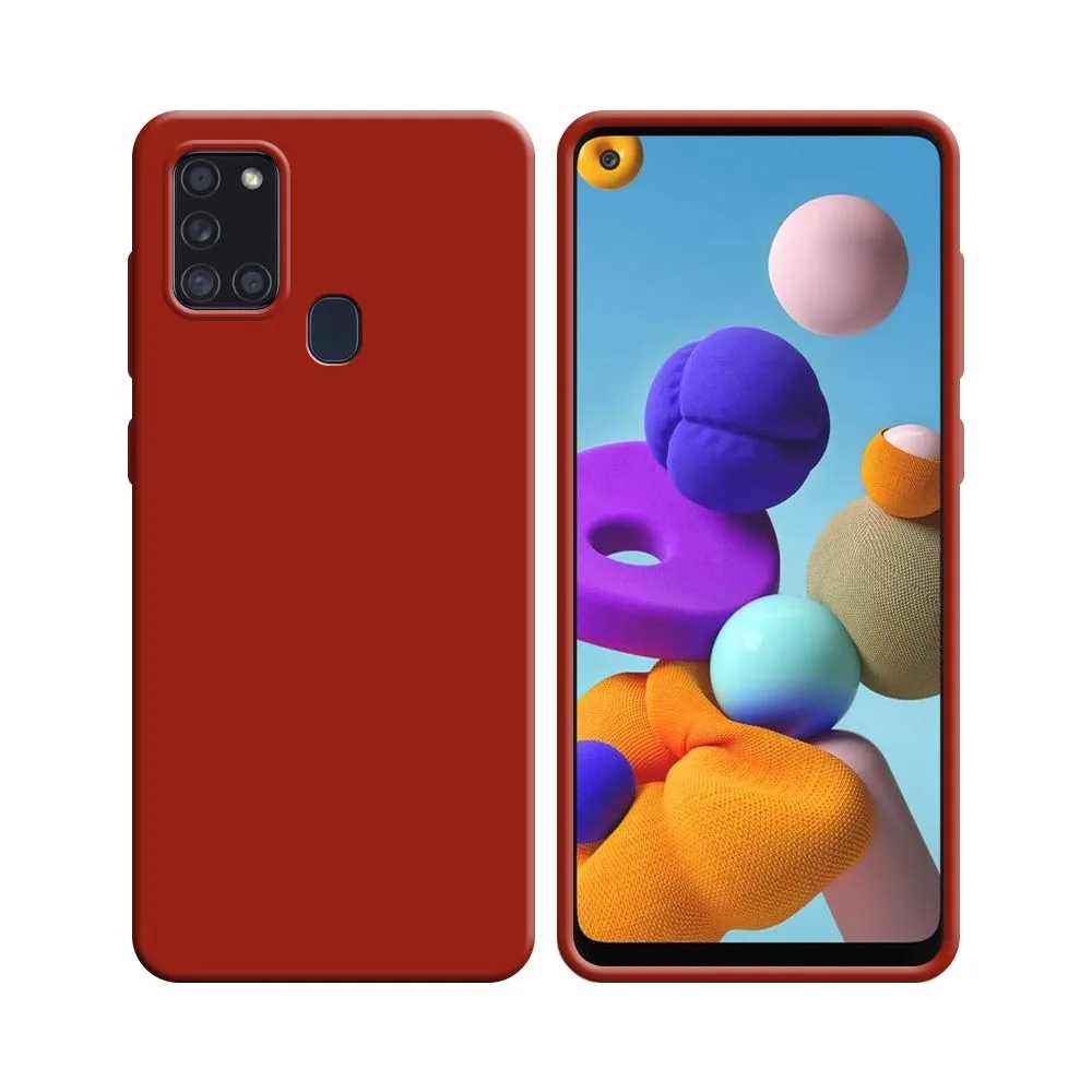 Coque Silicone Compatible pour Samsung Galaxy A21S A217F Rouge