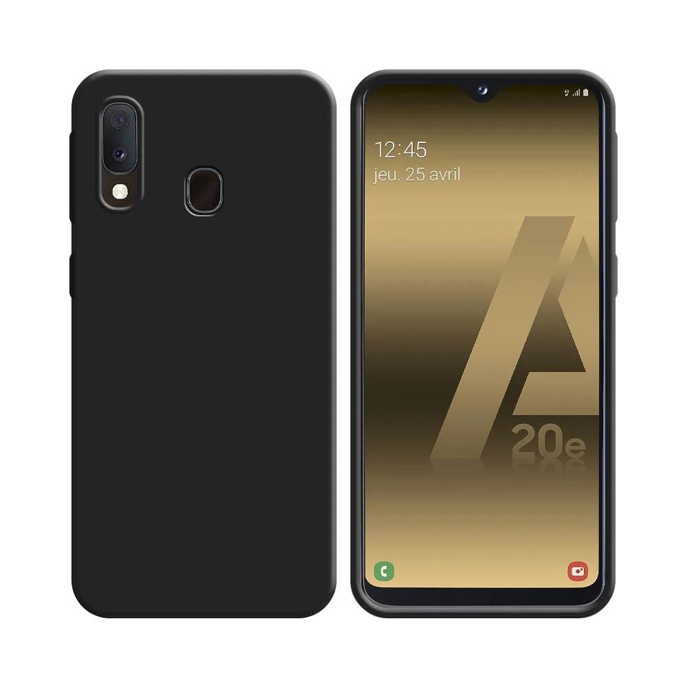 Coque Silicone Compatible pour Samsung Galaxy A20e A202 Noir