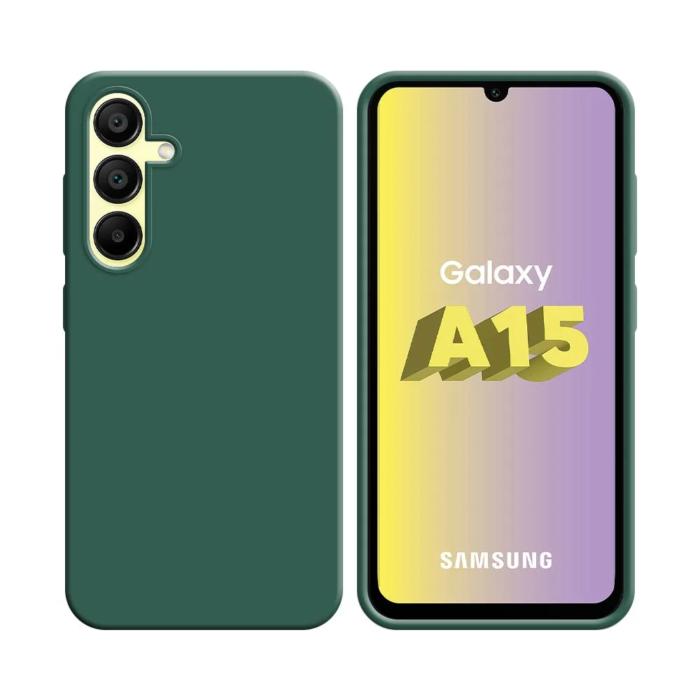 Coque Silicone Compatible pour Samsung Galaxy A15 5G A156B Vert Foncé