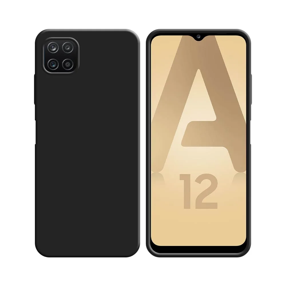 Coque Silicone Compatible pour Samsung Galaxy A12 A125 & M12 M127 Noir
