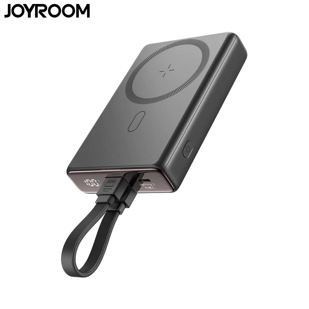Batterie Externe Power Bank Sans Fil Magnétique JOYROOM 10000mAh 20W (avec Câble Lightning vers Type-C) Noir