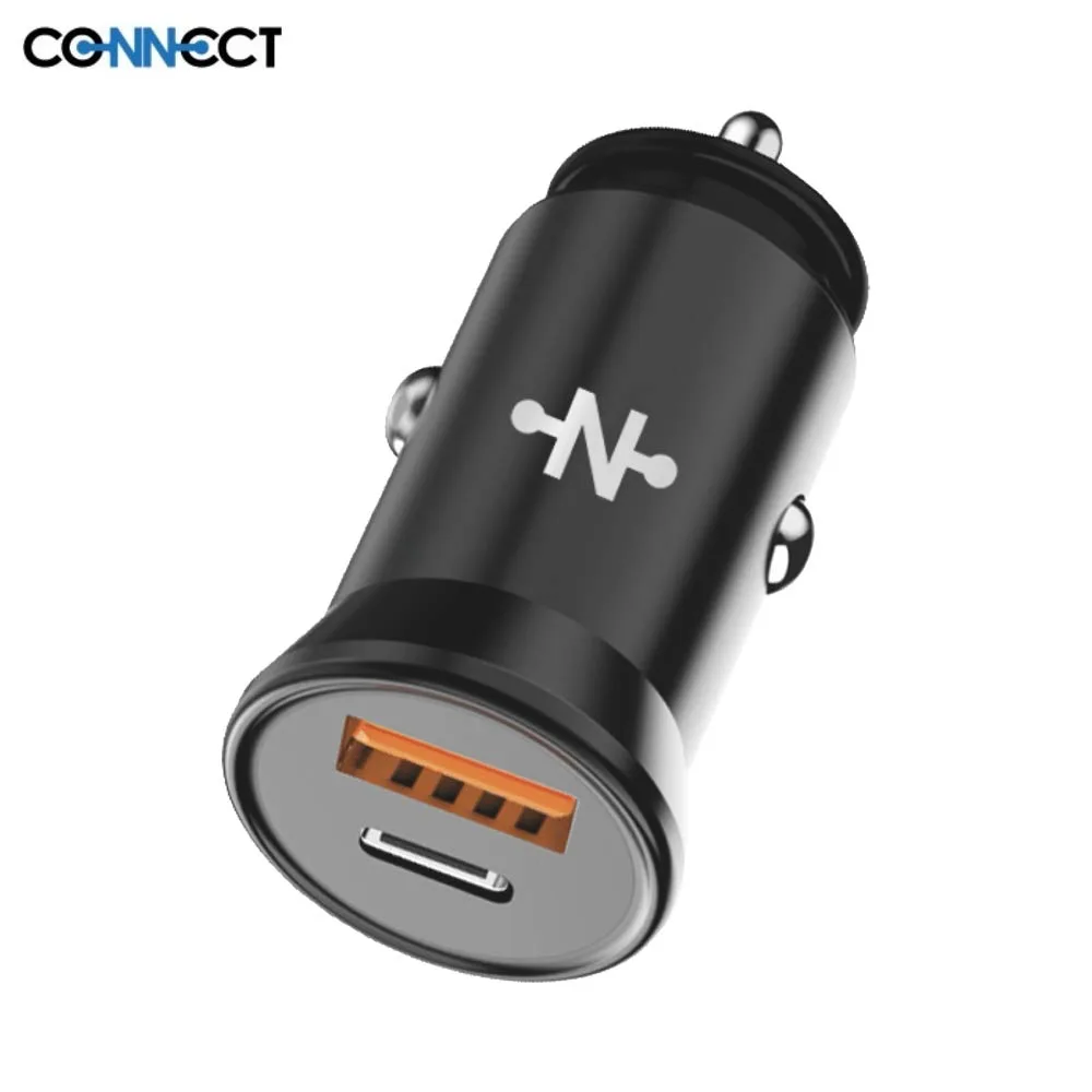 Chargeur Allume-Cigare CONNECT 33W (Type-C PD + USB QC3.0) Noir
