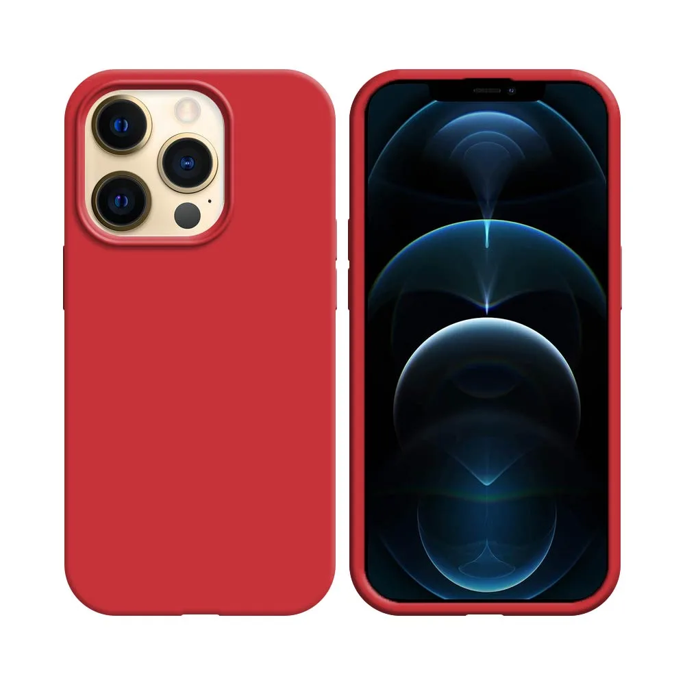 Coque Silicone Compatible pour Apple iPhone 12 & 12 Pro Rouge