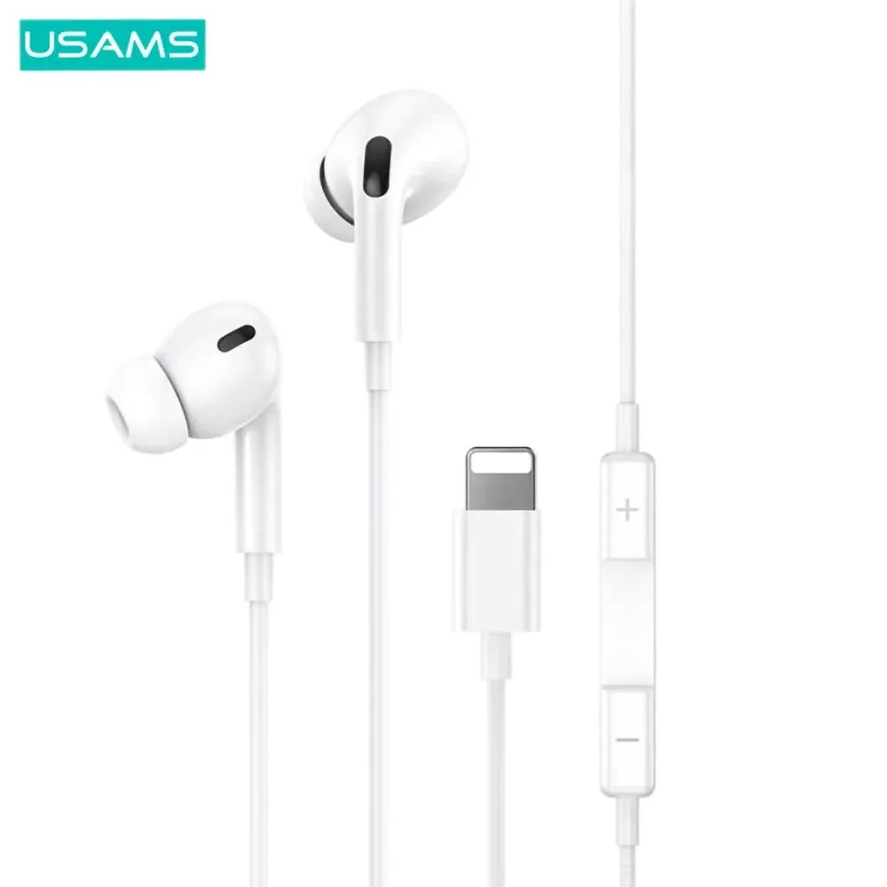 Écouteurs Filaires Lightning Usams (Bluetooth) Blanc