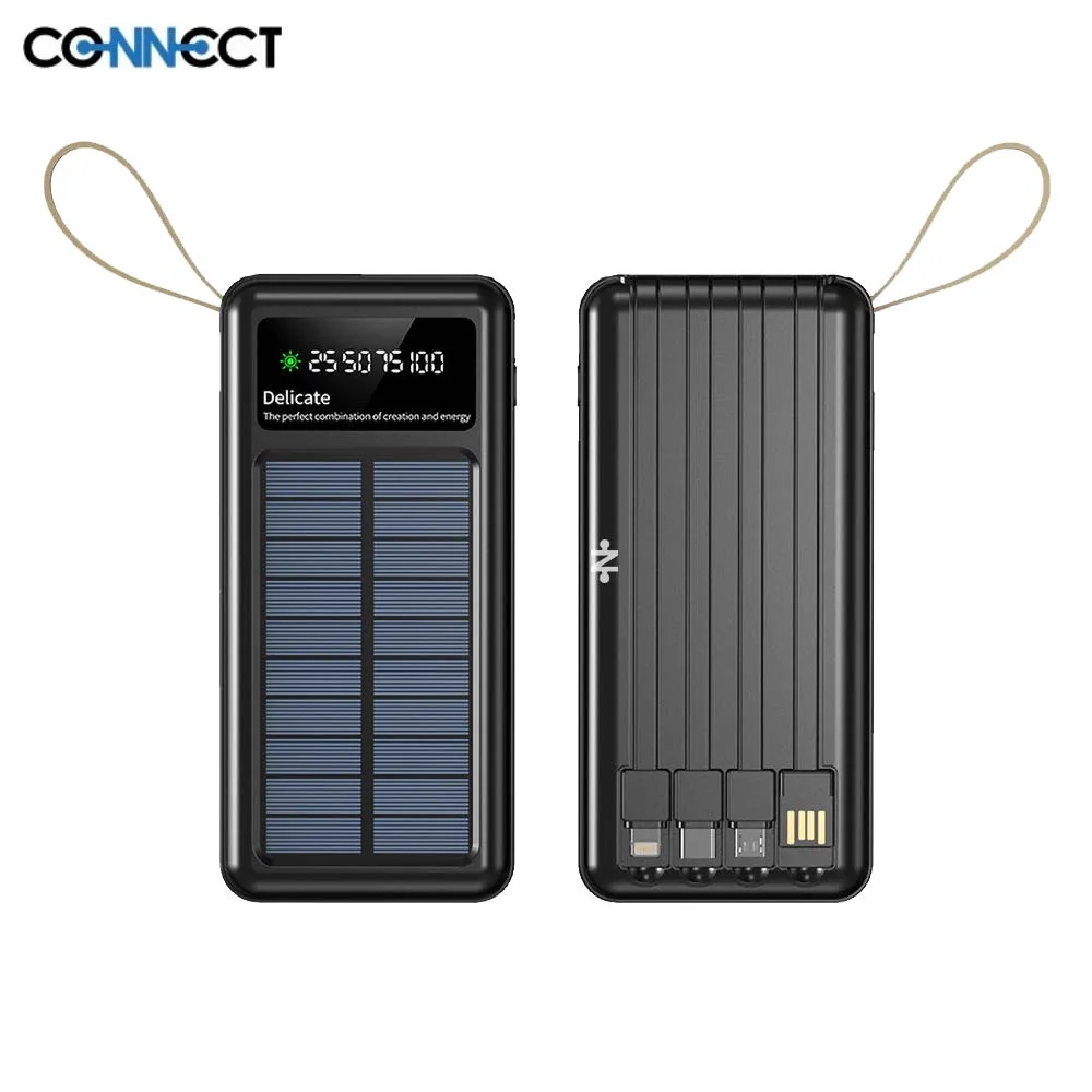 Batterie Externe Power Bank Solaire CONNECT 10000mAh Noir