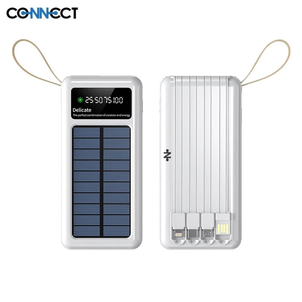 Batterie Externe Power Bank Solaire CONNECT 20000mAh Blanc