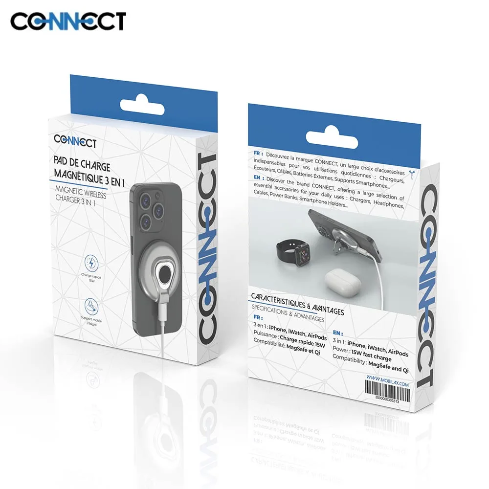 Chargeur à Induction CONNECT 15W avec Anneau Magnétique (3 en 1) — vue 3