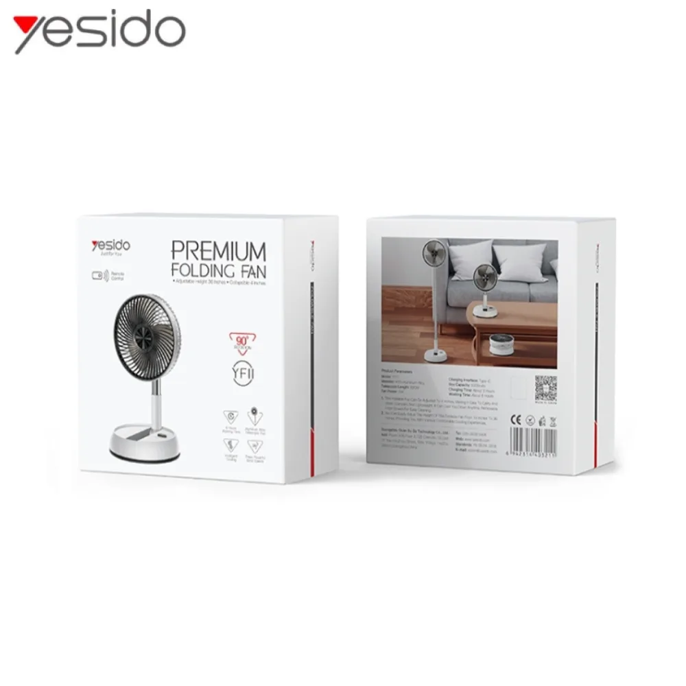 Ventilateur sur Pied Yesido YF11 Pliable et Ajustable (avec Télécommande) Blanc — vue 3