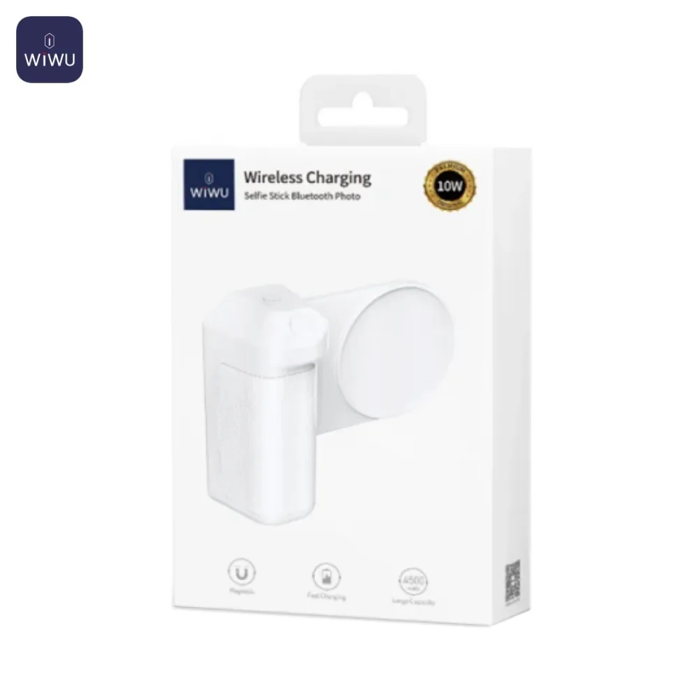 Batterie Externe Power Bank Sans Fil Magnétique Wiwu Wi-W016 4500mAh avec Bluetooth Blanc