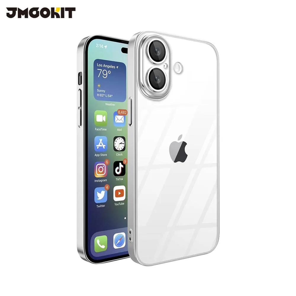 Coque de Protection Crystal Glass JMGOKIT pour Apple iPhone 16 Argent