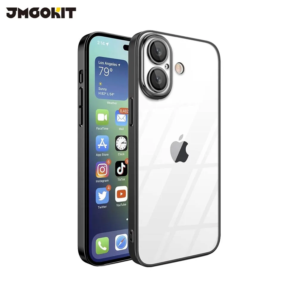 Coque Crystal Glass JMGOKIT Apple iPhone 16 Noir