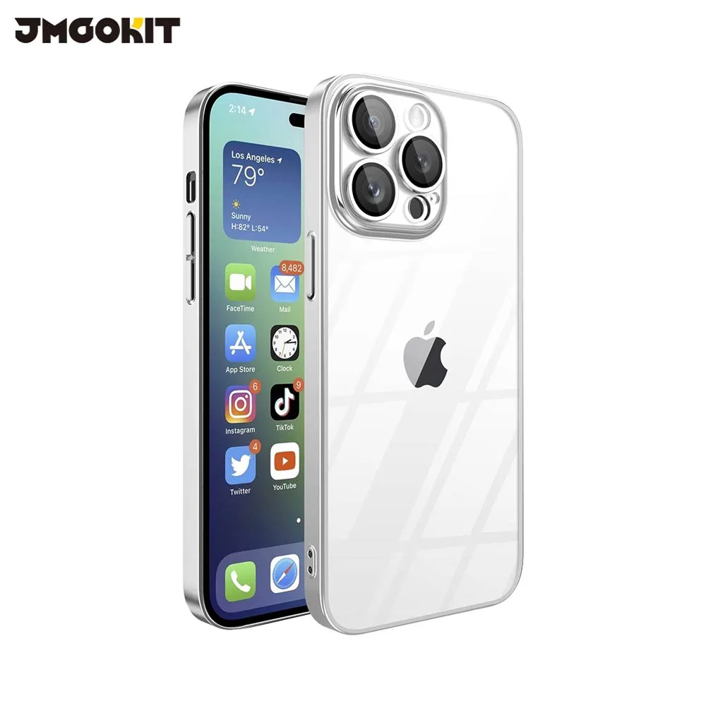 Coque de Protection Crystal Glass JMGOKIT pour Apple iPhone 16 Pro Argent