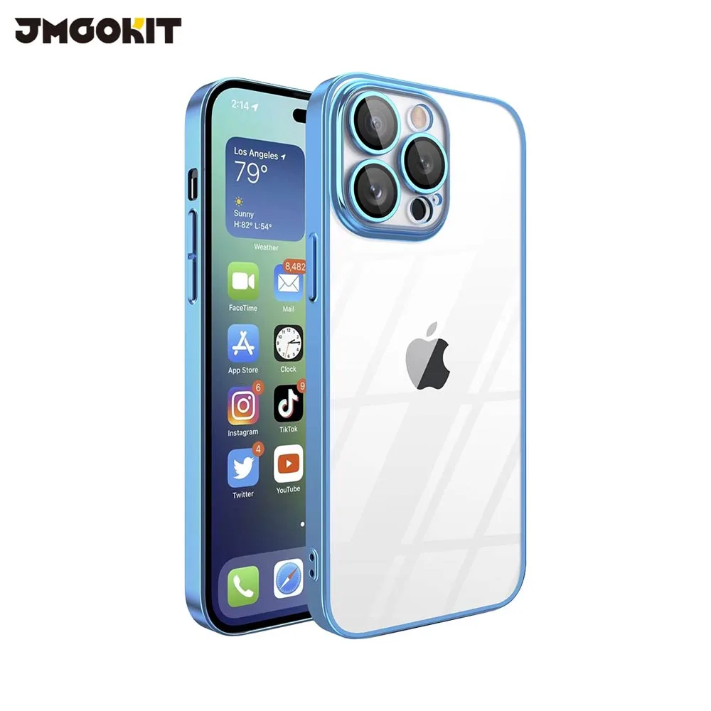 Coque Crystal Glass JMGOKIT Apple iPhone 16 Pro Bleu