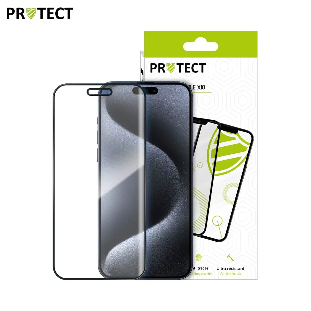 Pack Verre Trempé Intégral PROTECT pour Apple iPhone 15 Pro x10 Noir — vue 2