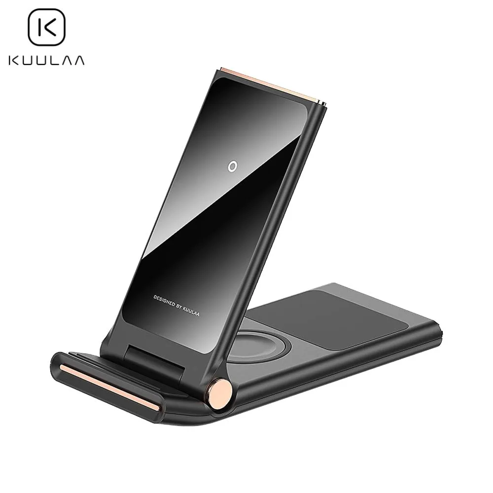 Station de Charge sans Fil Kuulaa Pliable 3 en 1 Noir