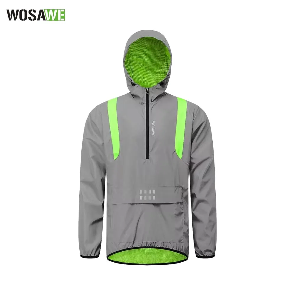 Veste Réfléchissante Coupe-Vent WOSAWE BT225 Imperméable avec Capuche (taille M) Gris