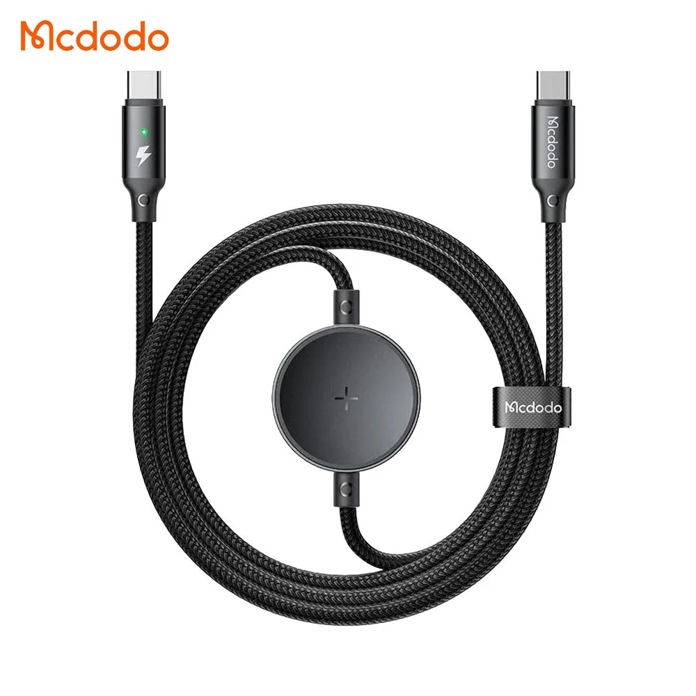 Câble de Charge Montre Connectée Mcdodo Type-C vers Type-C 60W + Pad de Charge à Induction Samsung Watch (1.5m) Noir