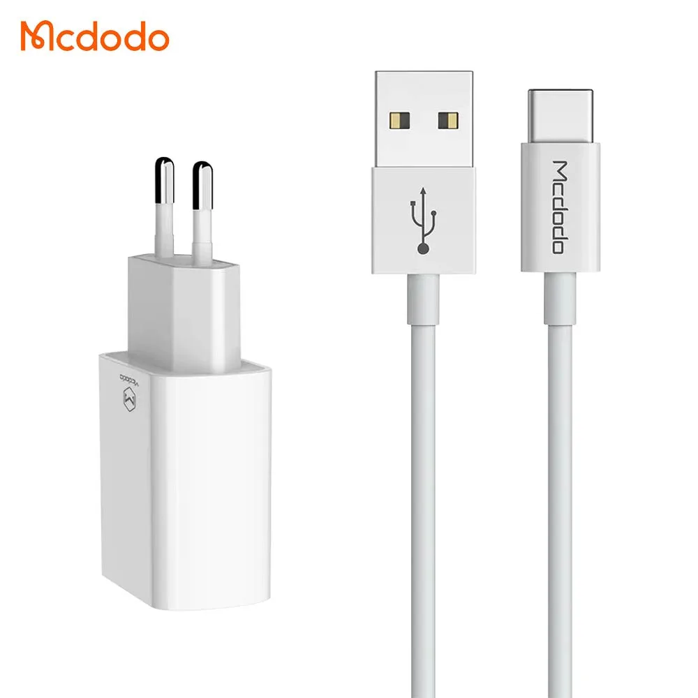 Chargeur Secteur Multi Mcdodo 12W 2x USB (avec Câble Type-C 1m) Blanc