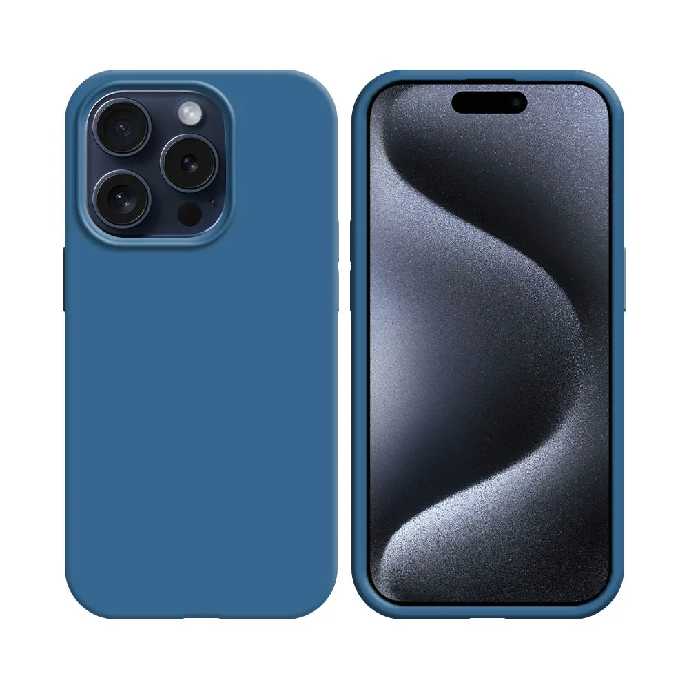 Pack de 10 Coques Silicone Compatible pour Apple iPhone 15 Pro Max Bulk Bleu Marine