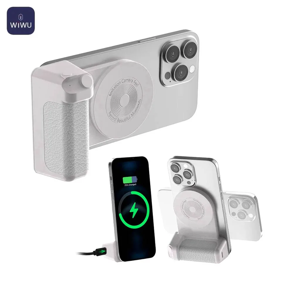 Batterie Externe Power Bank Sans Fil Magnétique Wiwu Wi-W016 4500mAh avec Bluetooth Blanc — vue 3