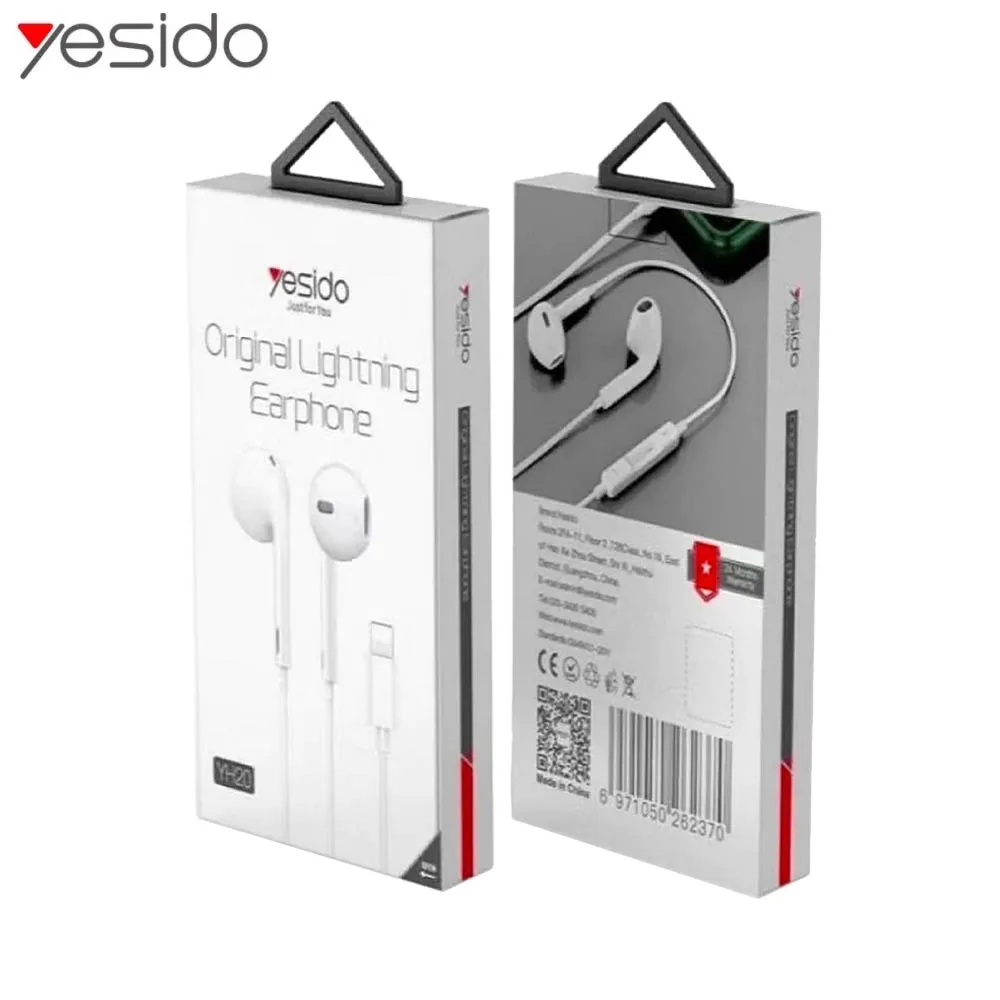 Écouteurs Filaires Lightning Yesido YH20 (sans Bluetooth) Blanc — vue 3
