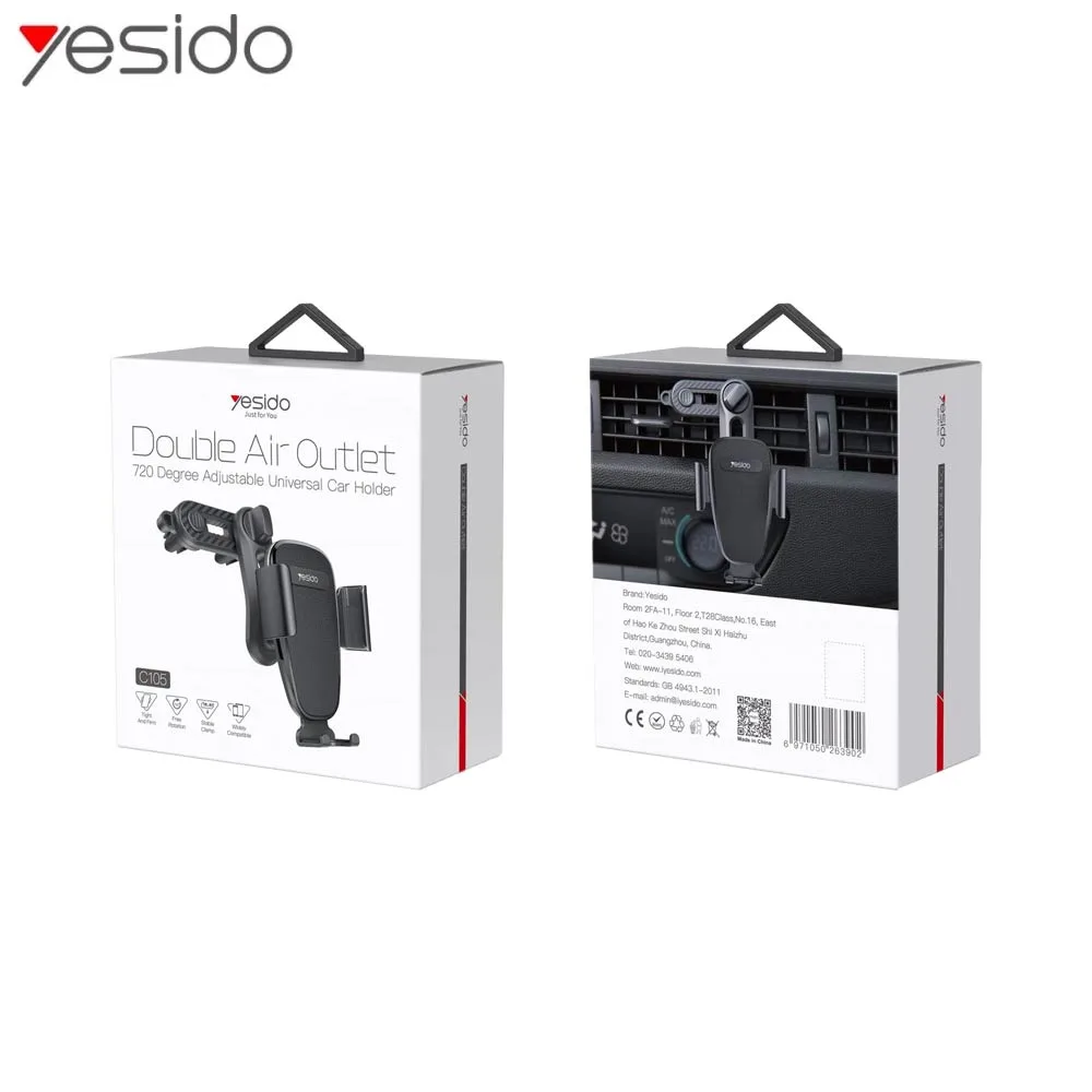 Support Smartphone pour Voiture Yesido C105 Noir — vue 3