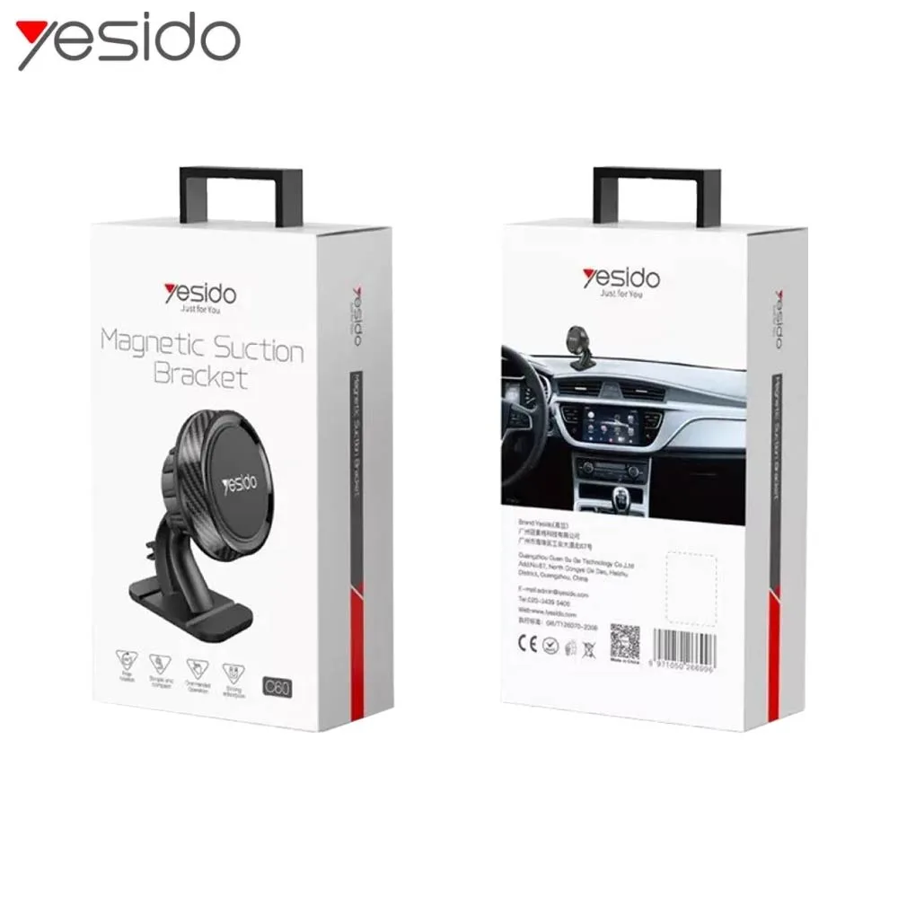 Support Smartphone Magnétique pour Voiture Yesido C60 (Adhesif) Noir — vue 3