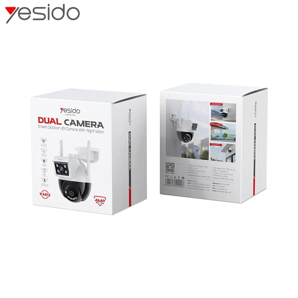 Caméra de Surveillance Yesido KM12 Dual Camera 2x 2MP Blanc — vue 3