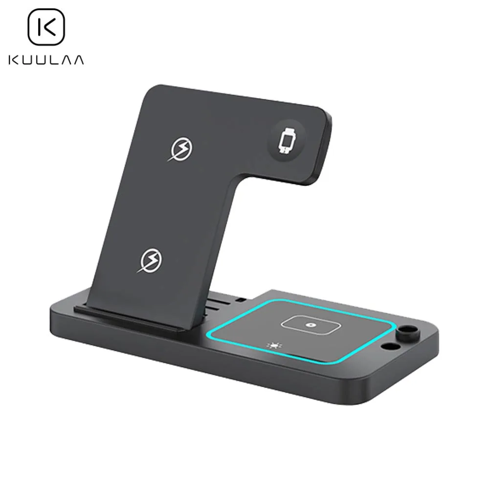 Support de Charge sans Fil pour Smartphone Kuulaa Z80 4 en 1 Noir