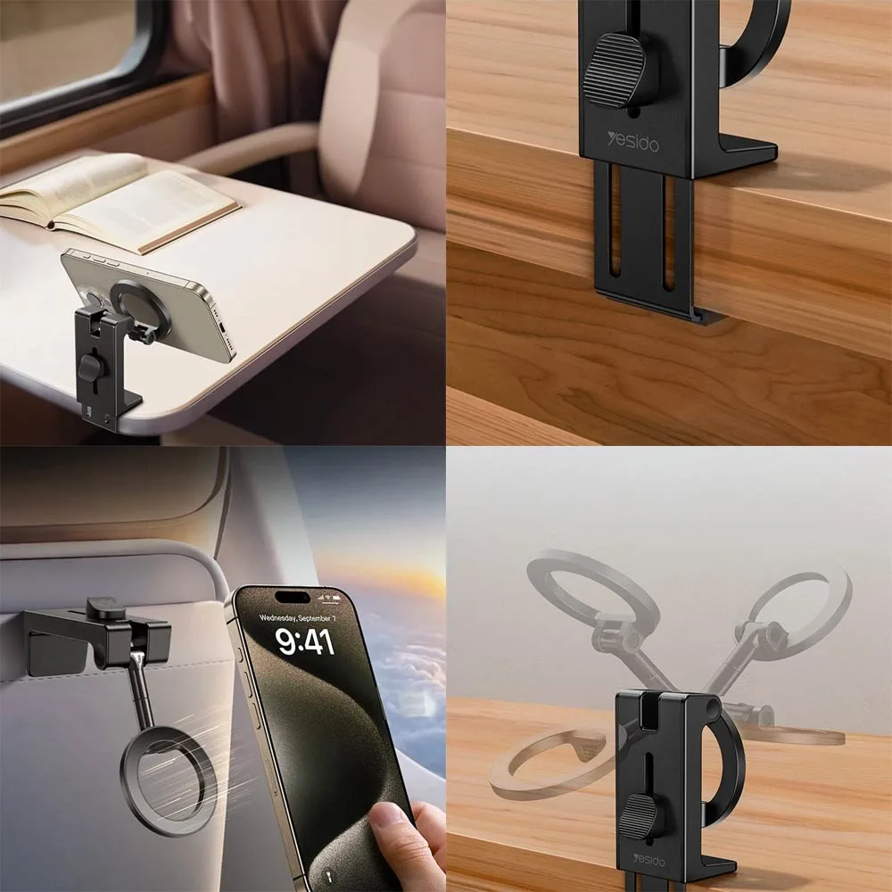 Support pour Smartphone Yesido C298 Magnétique Ajustable Noir — vue 2