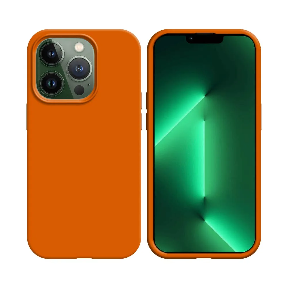 Coque Silicone Compatible pour Apple iPhone 13 Pro Orange