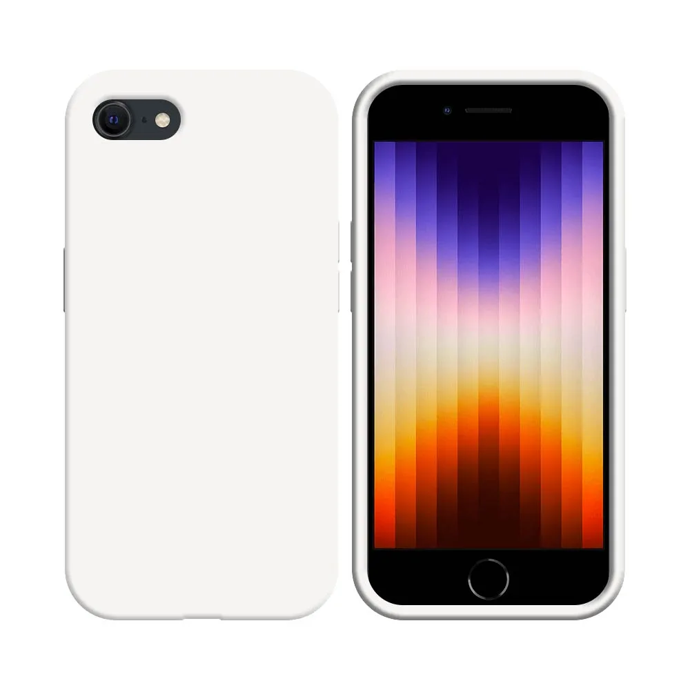 Coque Silicone Compatible pour Apple iPhone 7, 8, SE 2 & SE 3 Blanc
