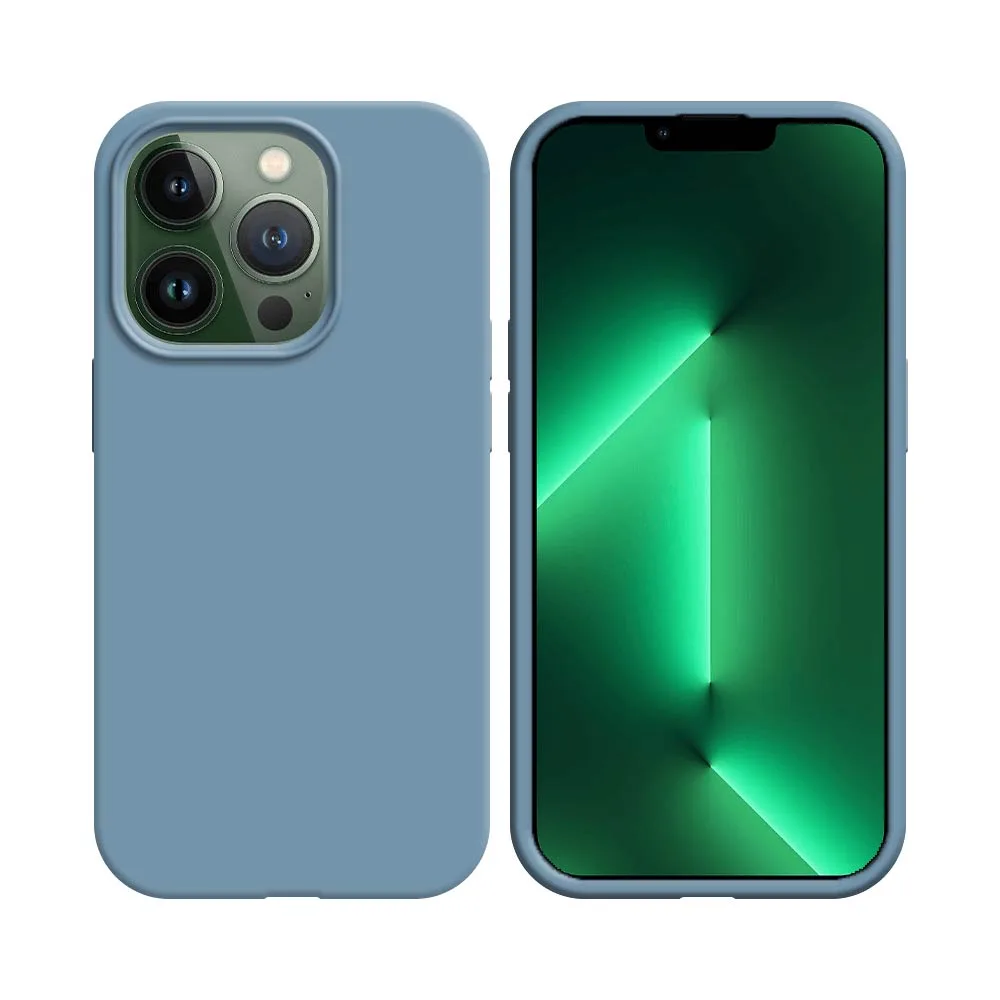 Coque Silicone Compatible pour Apple iPhone 13 Pro Max Bleu Acier