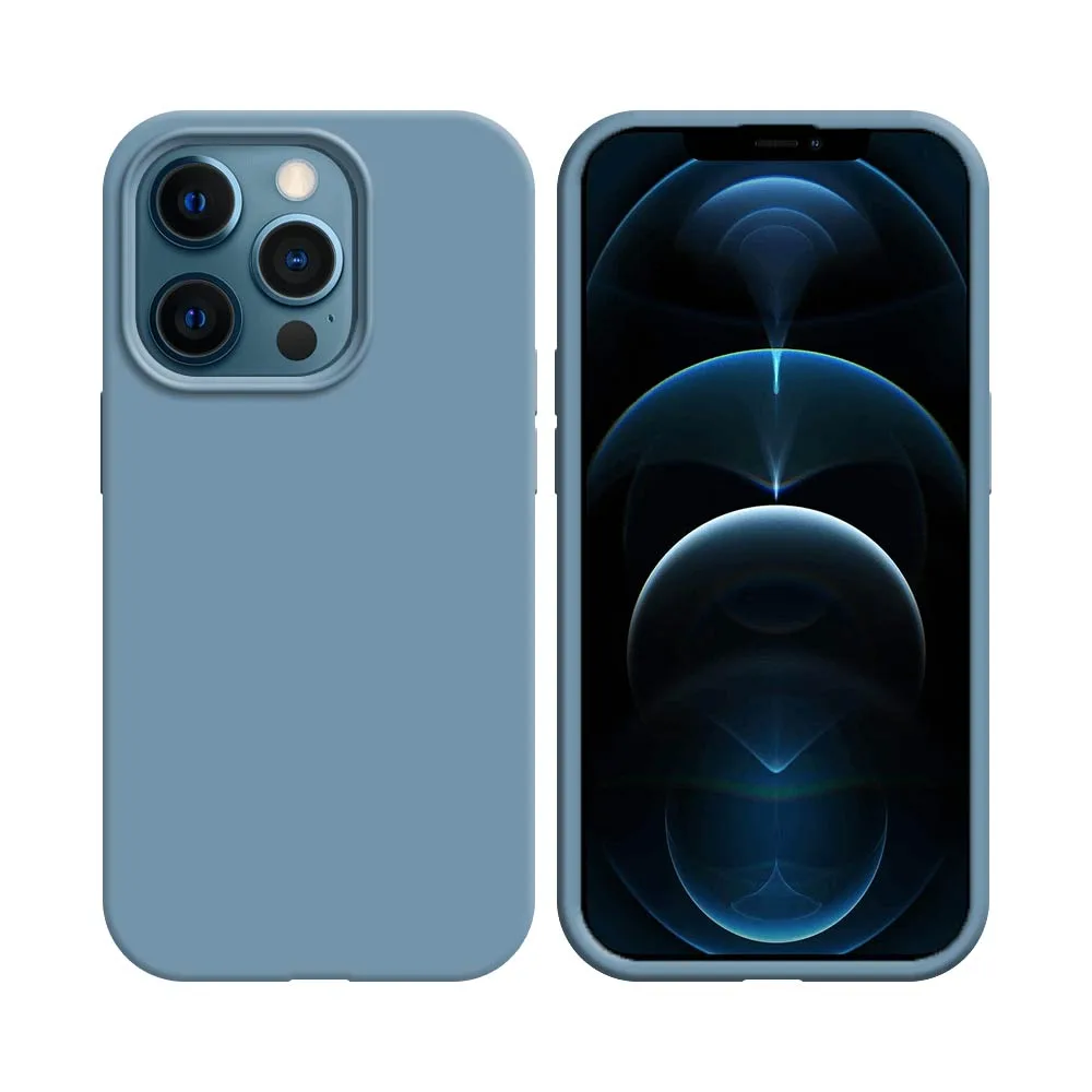 Coque Silicone Compatible pour Apple iPhone 12 Pro Max Bleu Acier