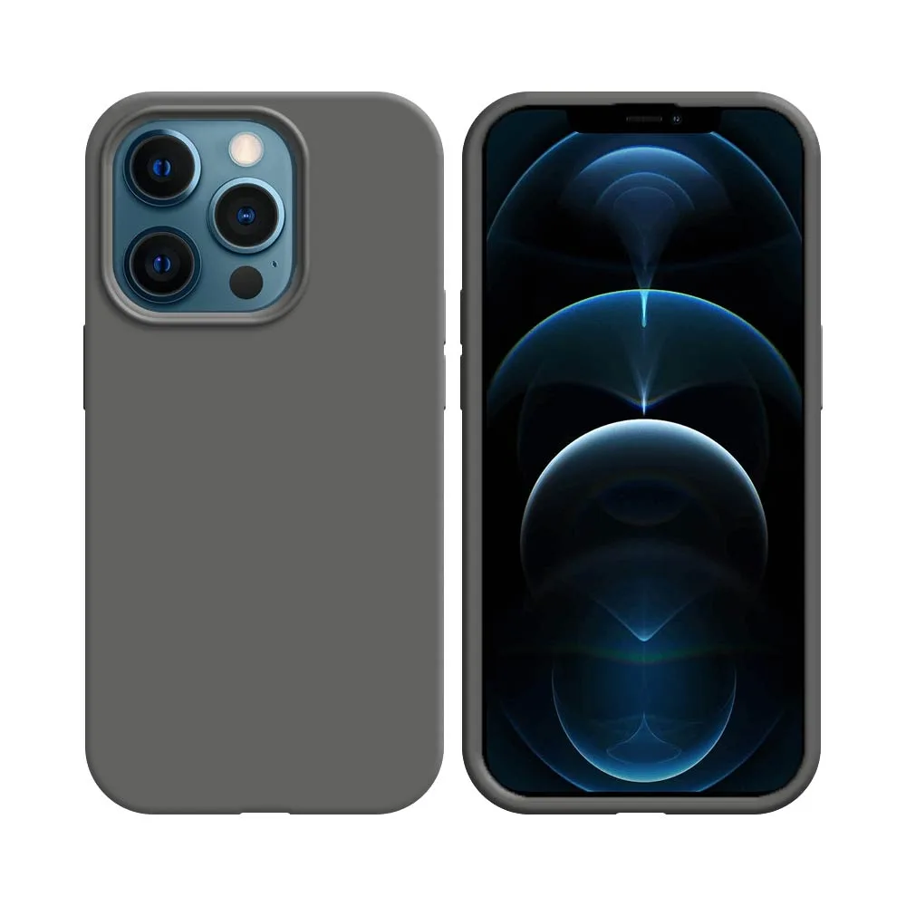 Coque Silicone Compatible pour Apple iPhone 12 Pro Max Gris Foncé