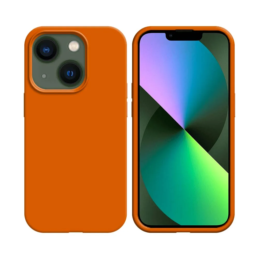 Coque Silicone Compatible pour Apple iPhone 13 Mini Orange