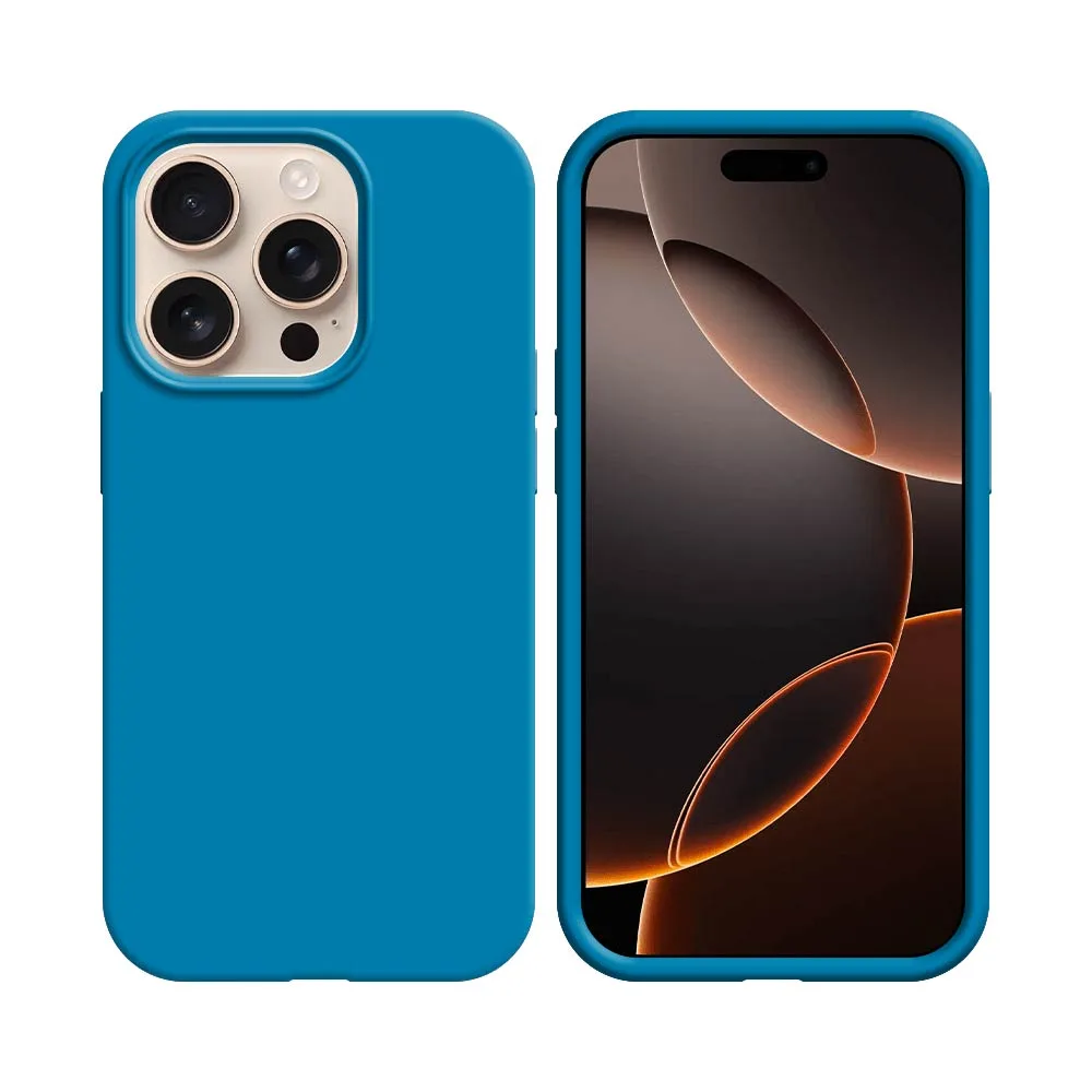 Coque Silicone Compatible pour Apple iPhone 16 Pro Max Bleu Ciel