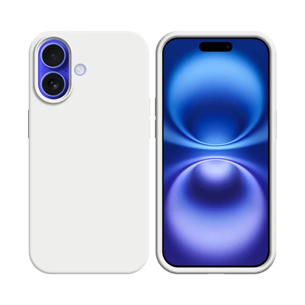 Coque Silicone Compatible pour Apple iPhone 16 Blanc