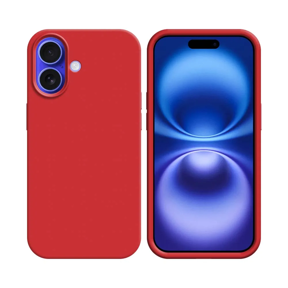 Coque Silicone Compatible pour Apple iPhone 16 Rouge