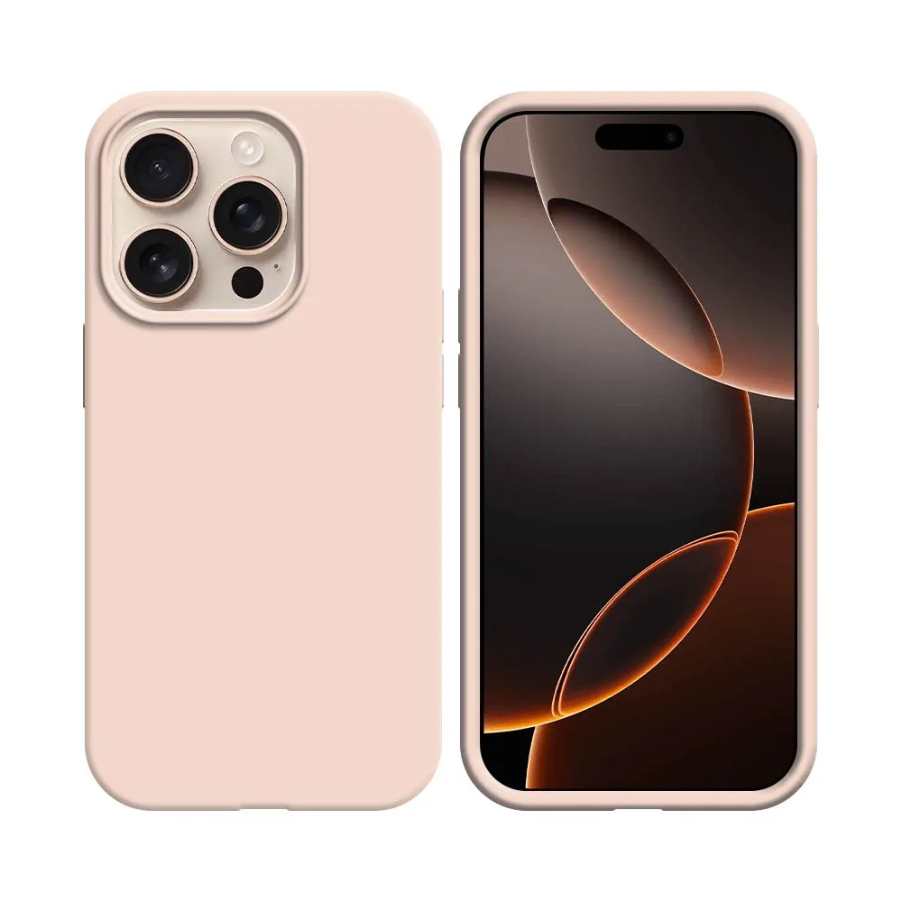 Coque Silicone Compatible pour Apple iPhone 16 Pro Rose Gold