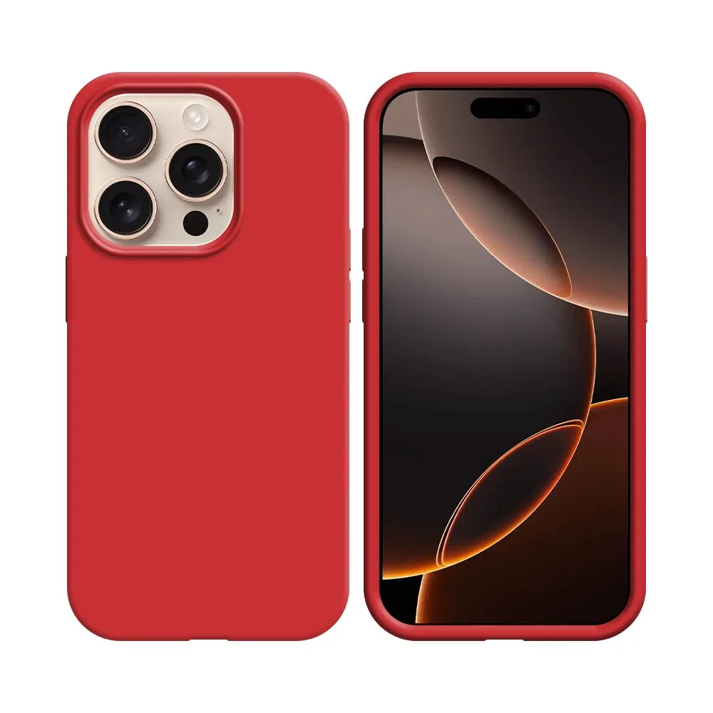 Coque Silicone Compatible pour Apple iPhone 16 Pro Rouge