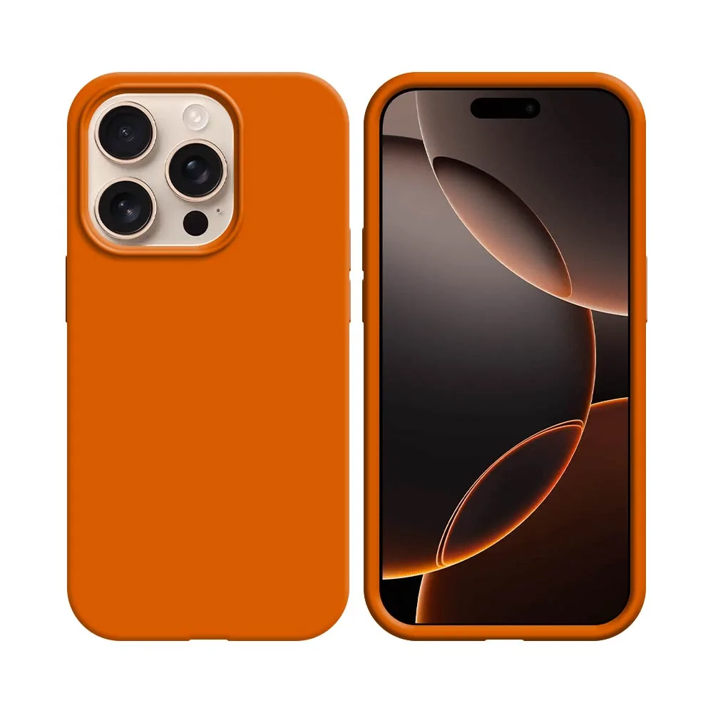 Coque Silicone Compatible pour Apple iPhone 16 Pro Orange